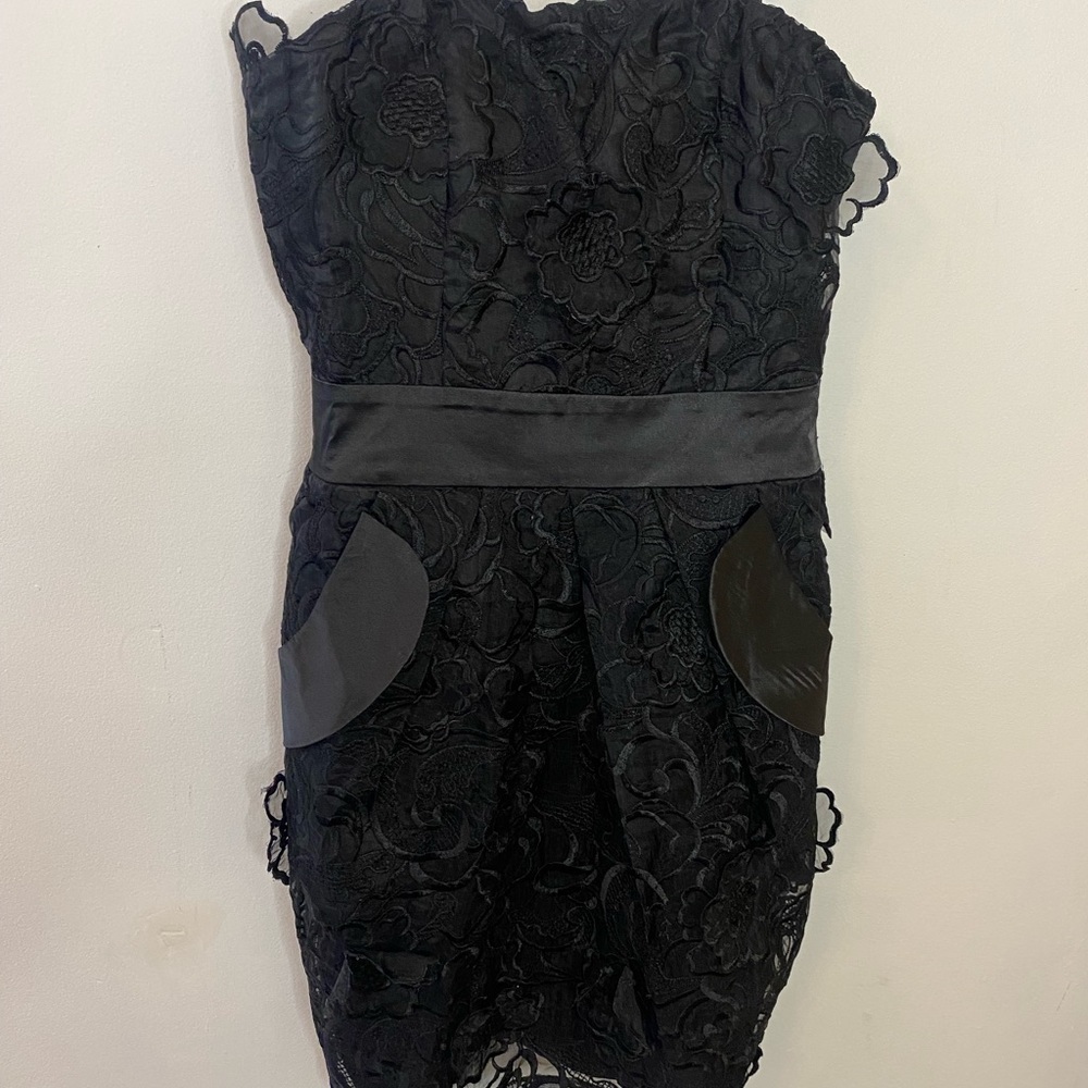 NWT Lucy Paris Black Lace Appliqué Cocktail Dress - Picture 16 of 16